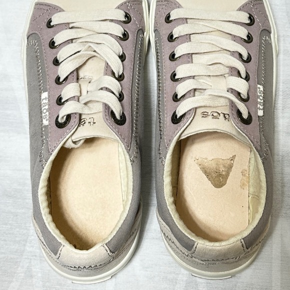 Taos Plim Soul Womens Sneakers sz 6 Beige Purple Lavender Canvas No‎ Footbed - Picture 7 of 8